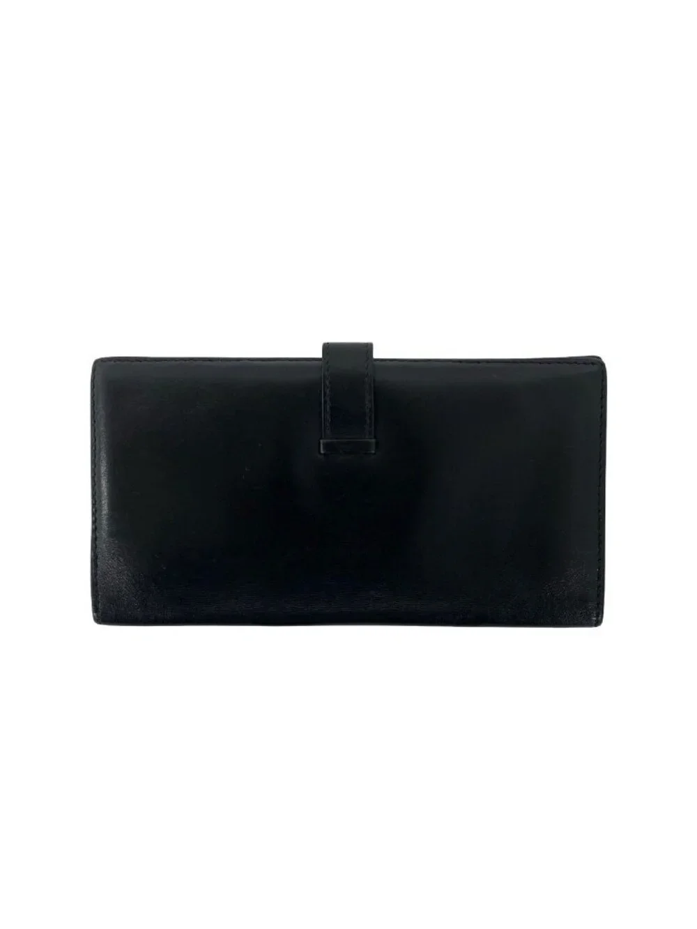 Hermes Bearn Box Calf Wallet Bifold Card Case Coin Purse Black
